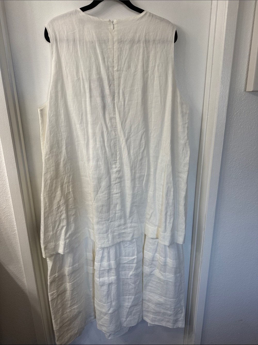 Marina Rinaldi Distanza White Tiered Sleeveless Midi Dress 💯% Linen- NWT -18 - Picture 5 of 10